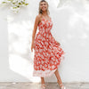 Retro Red Floral Maxi Dress Grunge