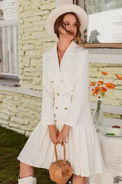 sexy White Boho Coat Dress Grunge