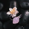 Lotus Fun Real 925 Sterling Silver Natural Aventurine Gems Flower Ring Fine Jewelry Lotus Whispers Rings for Women Jewelry