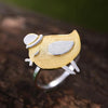 Lotus Fun Real 925 Sterling Silver Natural Creative Handmade Designer Fine Jewelry Cute Gentleman Bird Rings for Women Jewelry