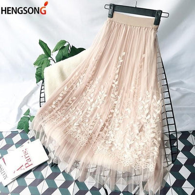 Long Boho Skirt Tulle and Lace