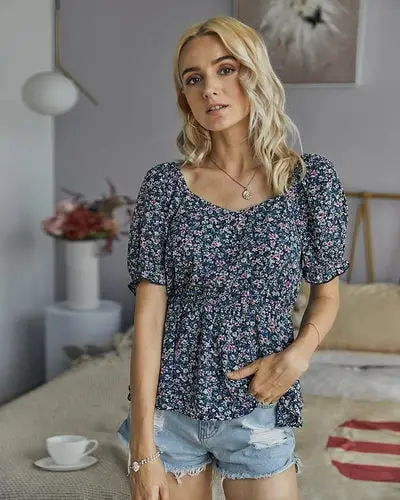 for sale Flowery Boho Tunic Blouse Lace
