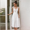Lace White Cotton Maxi Dress with Bow women
