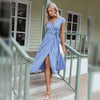 formal Blue Boho Dress with Checkers sexy