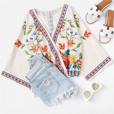 flower Boho blouse with flowers Chic