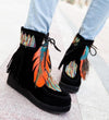 cheap Indian Boho Feather and Fringe Boots flower