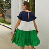 UK Three Color Pleated Dress party