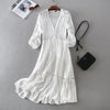 bridesmaid dresses Boho Maxi Dress White Long Sleeve Hippie