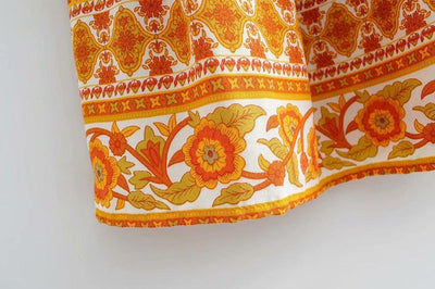 Hippie Flowery Hippie Orange Maxi Skirt winter