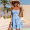 beach Blue Boho Short Dress Chic