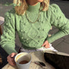 cute Boho Green Pompon Sweater mother of the bride