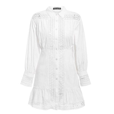 2021 Boho Short Dress White Lace Long Sleeve for sale