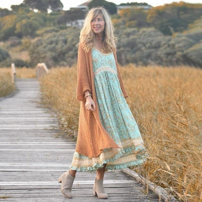 Lace Boho hippie dress woman Retro
