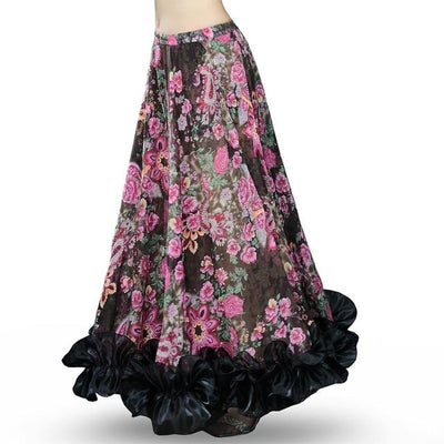 Hippie Long Boho Skirt Flamenco flower