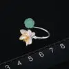Hippie Lotus Fun Real 925 Sterling Silver Natural Aventurine Gems Flower Ring Fine Jewelry Lotus Whispers Rings for Women Jewelry formal