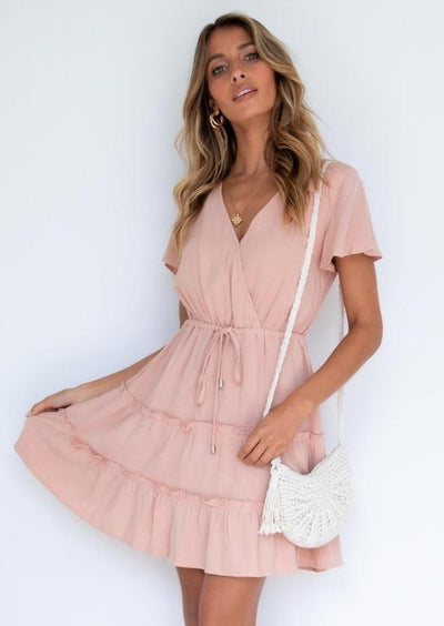 summer Pastel Pink Short Dress Vintage