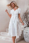 cute White Striped Dress1 UK