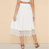 Lace Boho style long white skirt sun