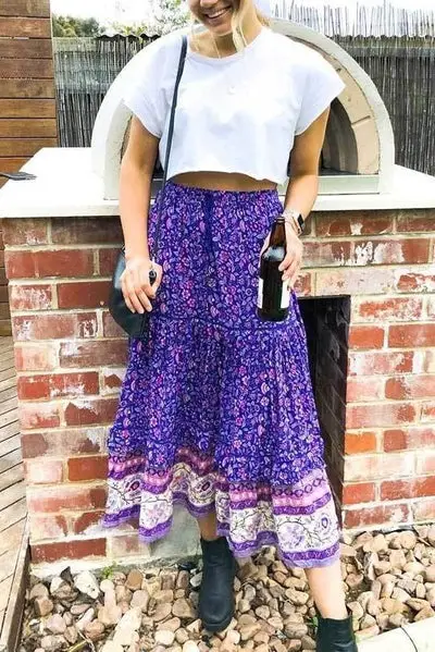 Chic Long Boho Skirt Violet party