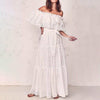 USA White Maxi Dress Cowgirl Lace Retro