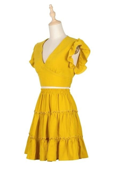 cheap Yellow Boho Outfit Lace
