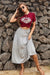 Lace Boho Pleated Long Skirt women