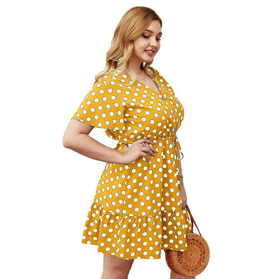 Chic Large Size Boho Dress with Dots maternity