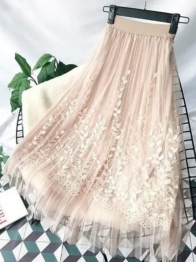 Gypsy Long Boho Skirt Tulle and Lace 2021