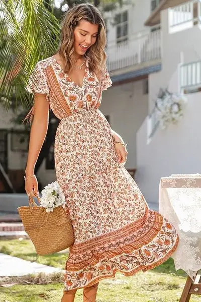 wedding guest Long Country Floral Dress wedding guest